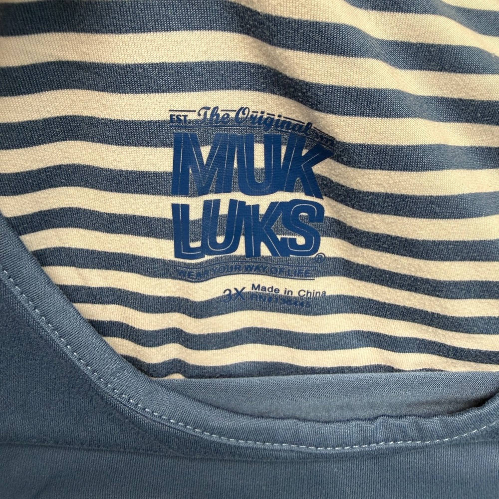Muk Luks Wear Your Way Offline Tank Womens 3X Blue Stretch Round Neck Side Slit - Picture 3 of 10